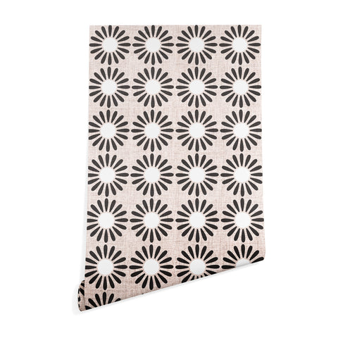 Schatzi Brown Retro Jumbo Daisy Black Wallpaper