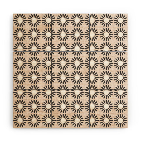 Schatzi Brown Retro Jumbo Daisy Black Wood Wall Mural