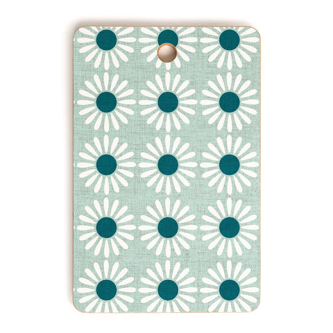 Schatzi Brown Retro Jumbo Daisy Mint Cutting Board Rectangle