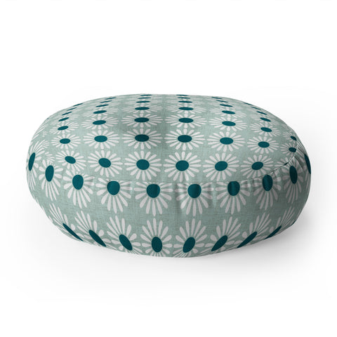 Schatzi Brown Retro Jumbo Daisy Mint Floor Pillow Round