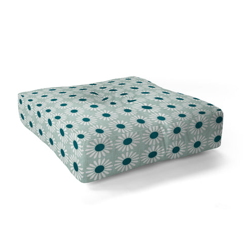 Schatzi Brown Retro Jumbo Daisy Mint Floor Pillow Square