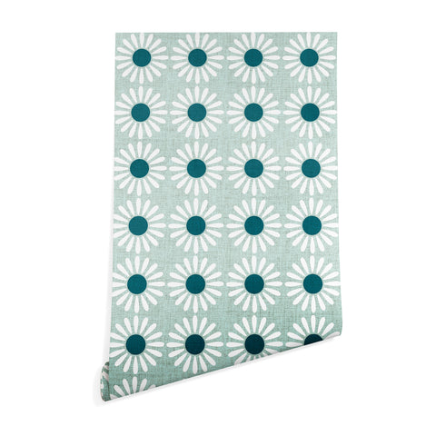Schatzi Brown Retro Jumbo Daisy Mint Wallpaper