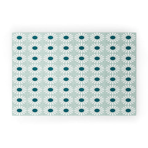 Schatzi Brown Retro Jumbo Daisy Mint Welcome Mat