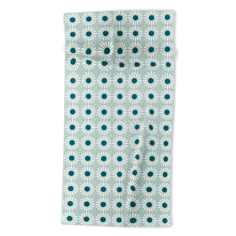 Schatzi Brown Retro Jumbo Daisy Mint Beach Towel