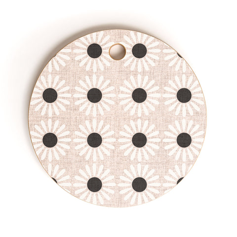 Schatzi Brown Retro Jumbo Daisy Neutral Cutting Board Round