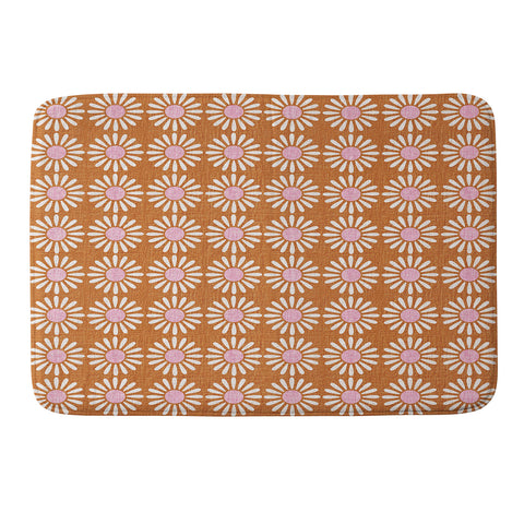 Schatzi Brown Retro Jumbo Daisy Orange Memory Foam Bath Mat
