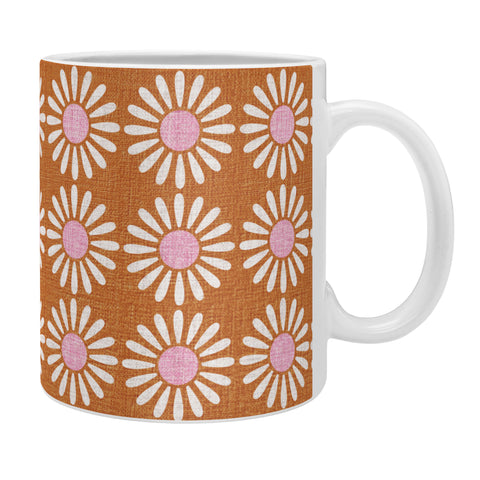 Schatzi Brown Retro Jumbo Daisy Orange Coffee Mug