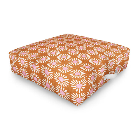 Schatzi Brown Retro Jumbo Daisy Orange Outdoor Floor Cushion