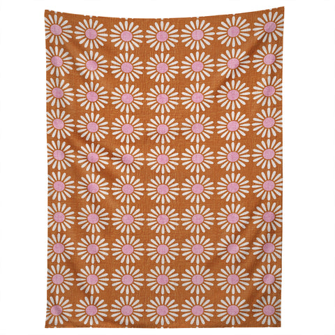 Schatzi Brown Retro Jumbo Daisy Orange Tapestry