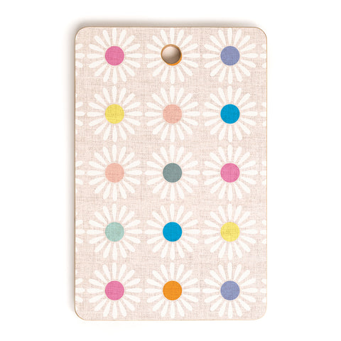 Schatzi Brown Retro Jumbo Daisy Pastel Cutting Board Rectangle