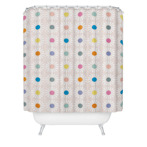Schatzi Brown Retro Jumbo Daisy Pastel Shower Curtain