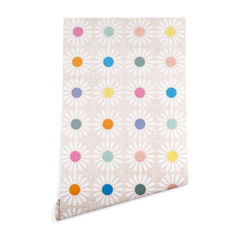 Schatzi Brown Retro Jumbo Daisy Pastel Wallpaper