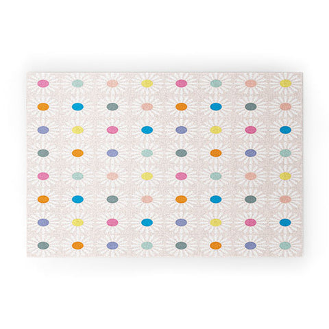 Schatzi Brown Retro Jumbo Daisy Pastel Welcome Mat
