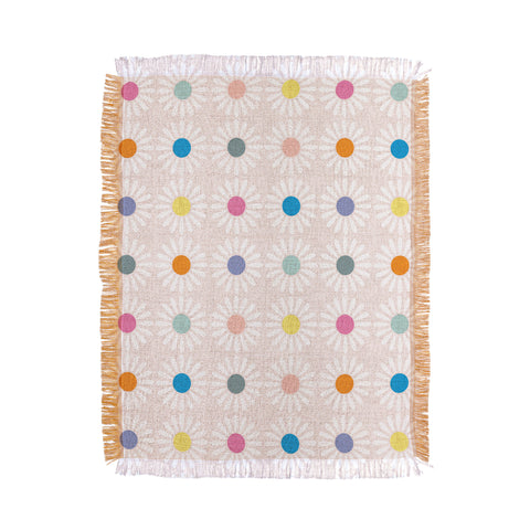 Schatzi Brown Retro Jumbo Daisy Pastel Throw Blanket