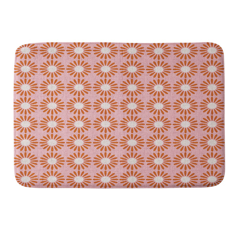 Schatzi Brown Retro Jumbo Daisy Pink Memory Foam Bath Mat