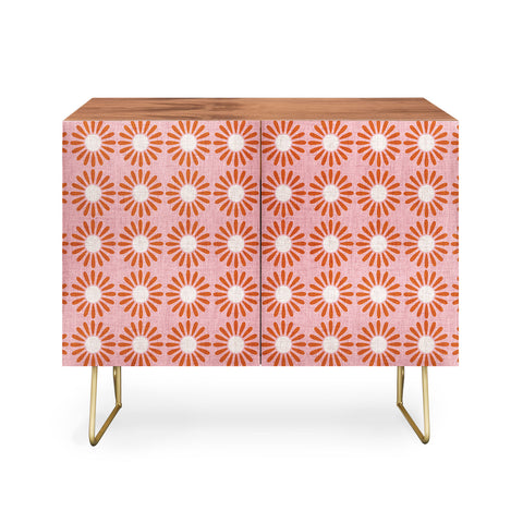 Schatzi Brown Retro Jumbo Daisy Pink Credenza