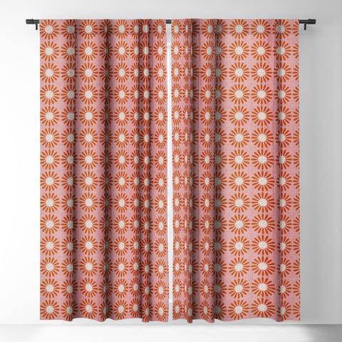 Schatzi Brown Retro Jumbo Daisy Pink Blackout Window Curtain
