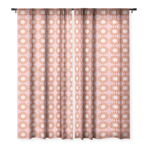 Schatzi Brown Retro Jumbo Daisy Pink Sheer Non Repeat