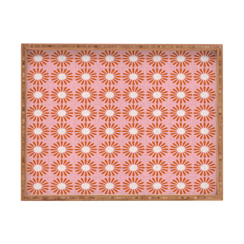 Schatzi Brown Retro Jumbo Daisy Pink Rectangular Tray