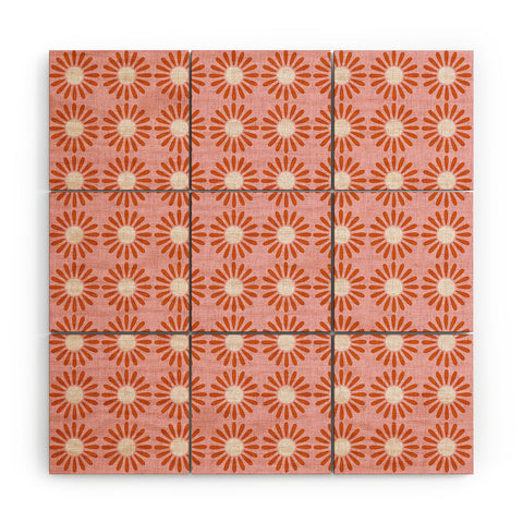 Schatzi Brown Retro Jumbo Daisy Pink Wood Wall Mural