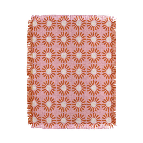 Schatzi Brown Retro Jumbo Daisy Pink Throw Blanket