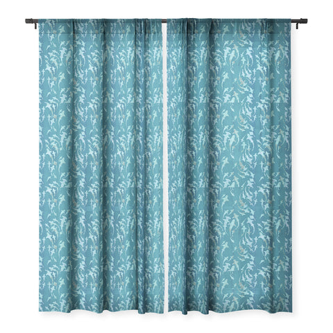 Schatzi Brown Sharky Aqua Sheer Window Curtain