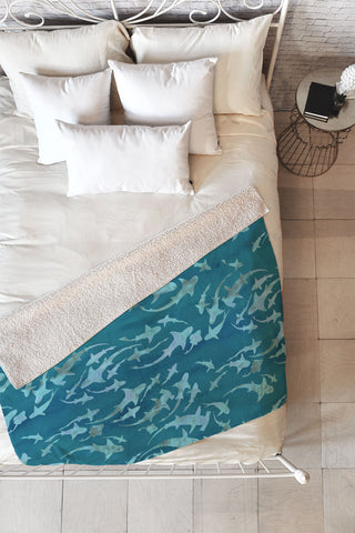 Schatzi Brown Sharky Aqua Fleece Throw Blanket
