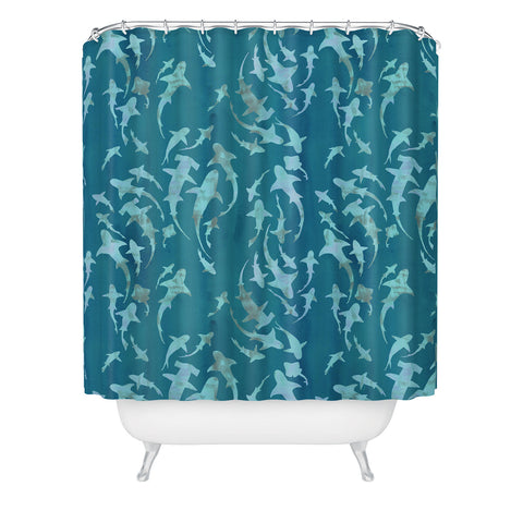 Schatzi Brown Sharky Aqua Shower Curtain