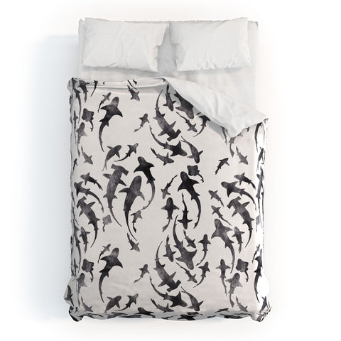 Schatzi Brown Sharky White Duvet Cover