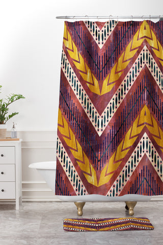 Schatzi Brown Shelby Chevron Rust Shower Curtain And Mat