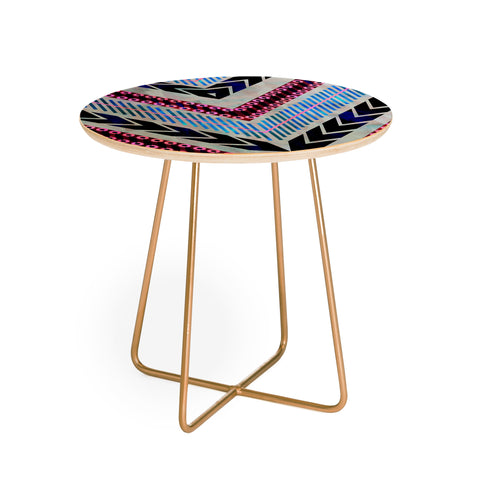 Schatzi Brown Shelby Chevron Silver Round Side Table