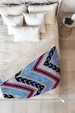 Schatzi Brown Shelby Chevron Silver Fleece Throw Blanket