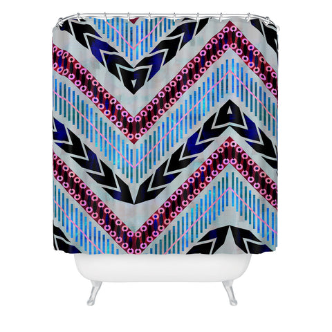 Schatzi Brown Shelby Chevron Silver Shower Curtain