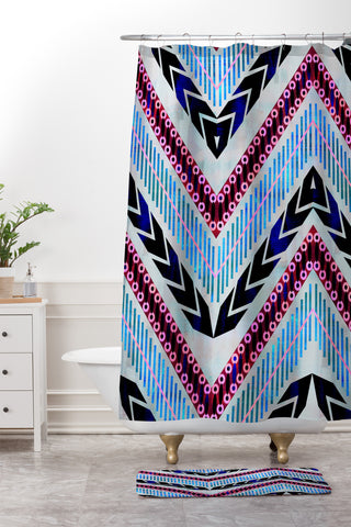 Schatzi Brown Shelby Chevron Silver Shower Curtain And Mat