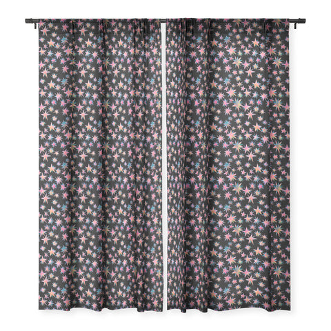 Schatzi Brown Starry Pink Sheer Window Curtain