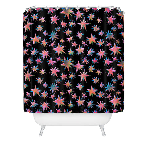 Schatzi Brown Starry Pink Shower Curtain