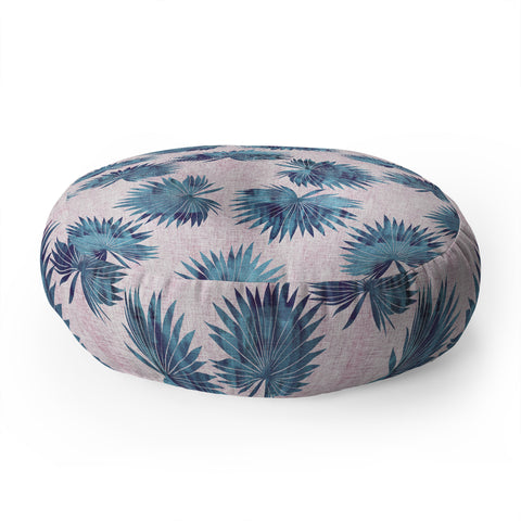 Schatzi Brown Sun Palm Pink Blue Floor Pillow Round