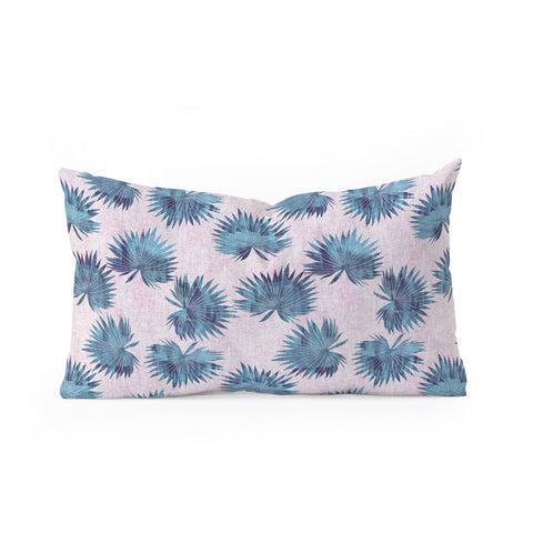 Schatzi Brown Sun Palm Pink Blue Oblong Throw Pillow