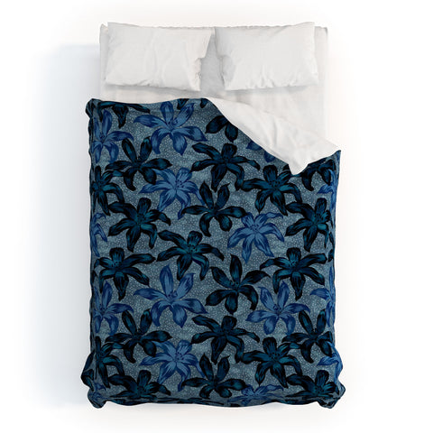 Schatzi Brown Sunrise Floral Blue Duvet Cover