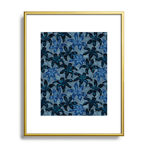Schatzi Brown Sunrise Floral Blue Metal Framed Art Print