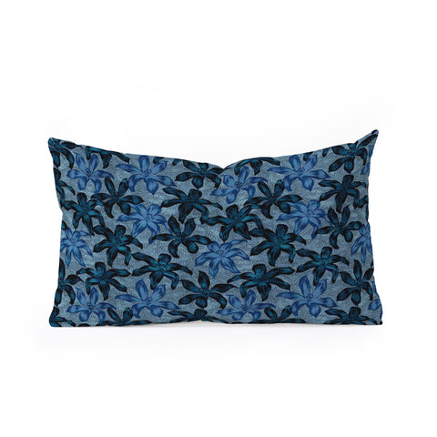 Schatzi Brown Sunrise Floral Blue Oblong Throw Pillow