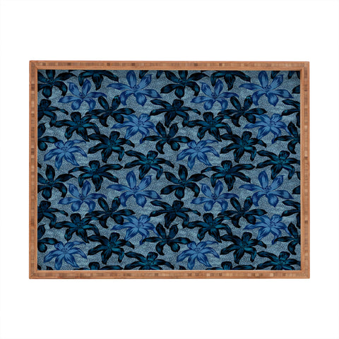 Schatzi Brown Sunrise Floral Blue Rectangular Tray