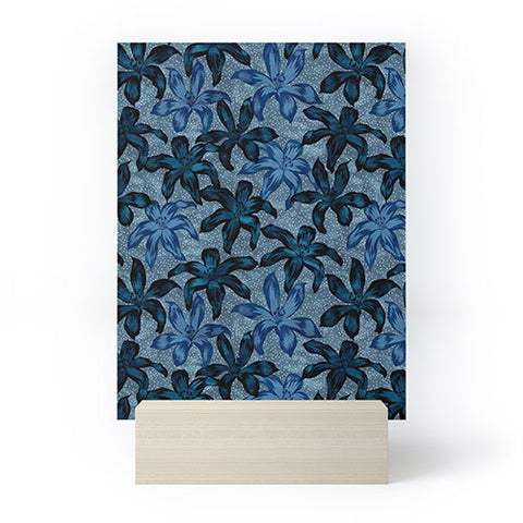 Schatzi Brown Sunrise Floral Blue Mini Art Print