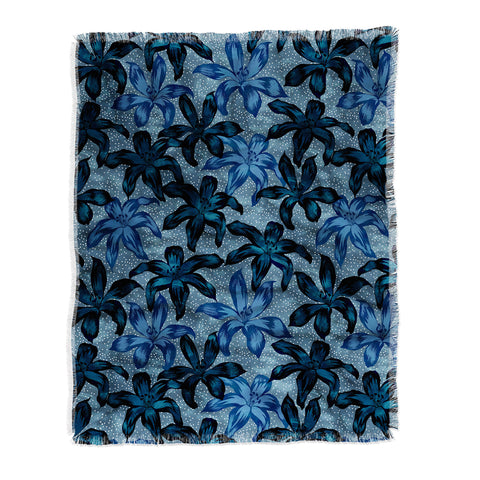 Schatzi Brown Sunrise Floral Blue Throw Blanket