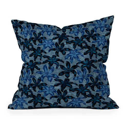 Schatzi Brown Sunrise Floral Blue Throw Pillow