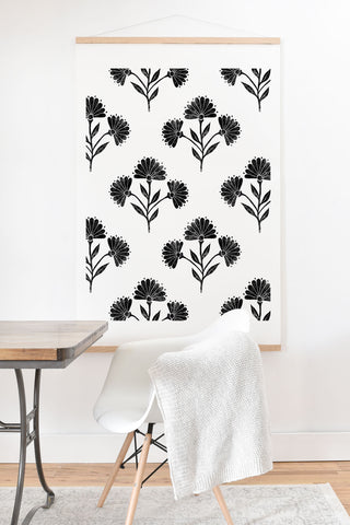 Schatzi Brown Suri Floral Black and White Art Print And Hanger