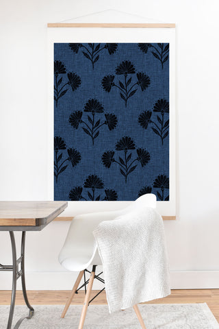 Schatzi Brown Suri Floral Dark Blue Art Print And Hanger