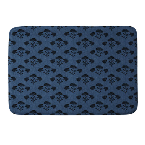 Schatzi Brown Suri Floral Dark Blue Memory Foam Bath Mat