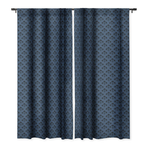 Schatzi Brown Suri Floral Dark Blue Blackout Window Curtain