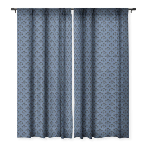 Schatzi Brown Suri Floral Dark Blue Sheer Window Curtain